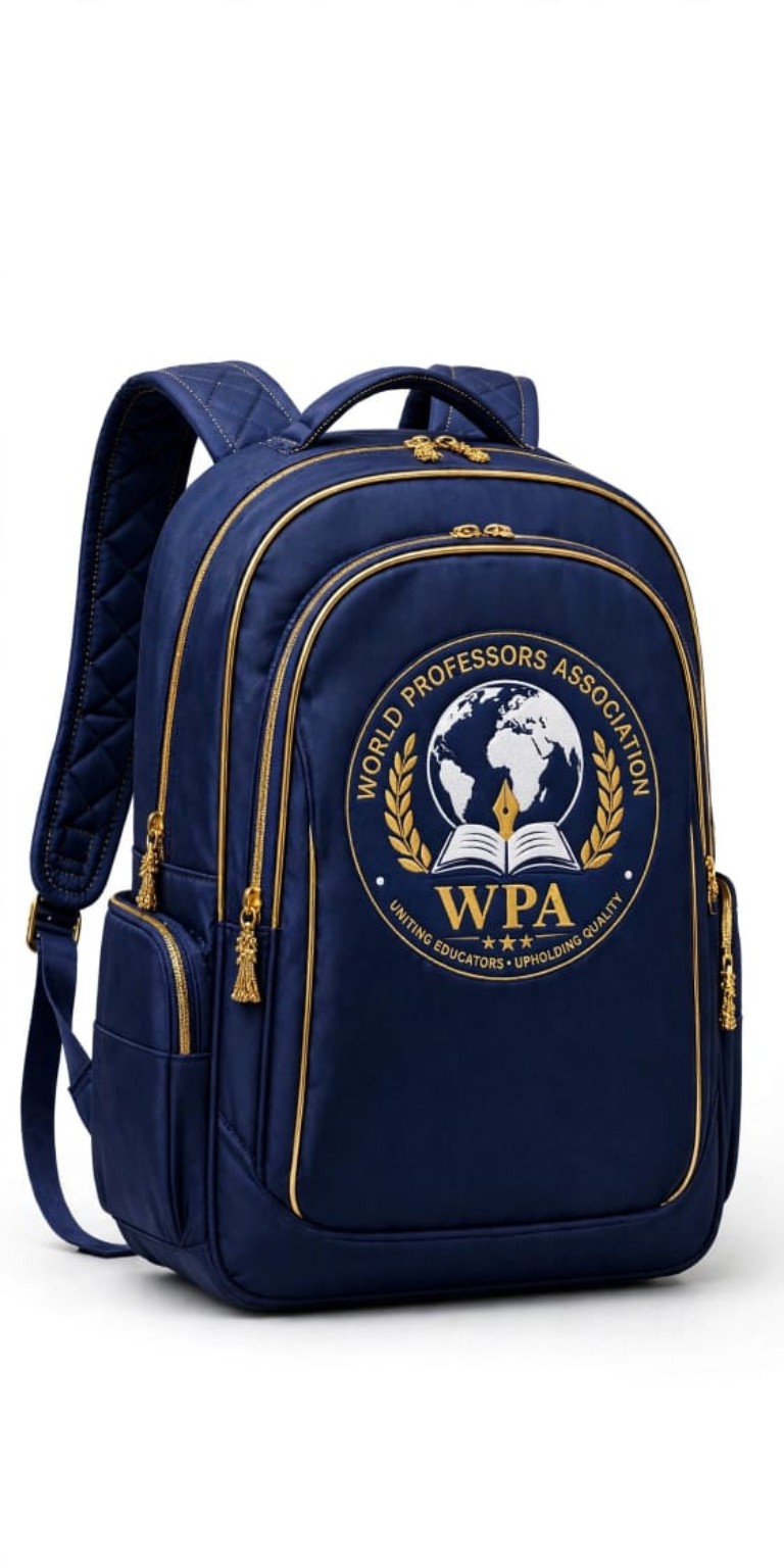 WPA navy backpack with gold trim