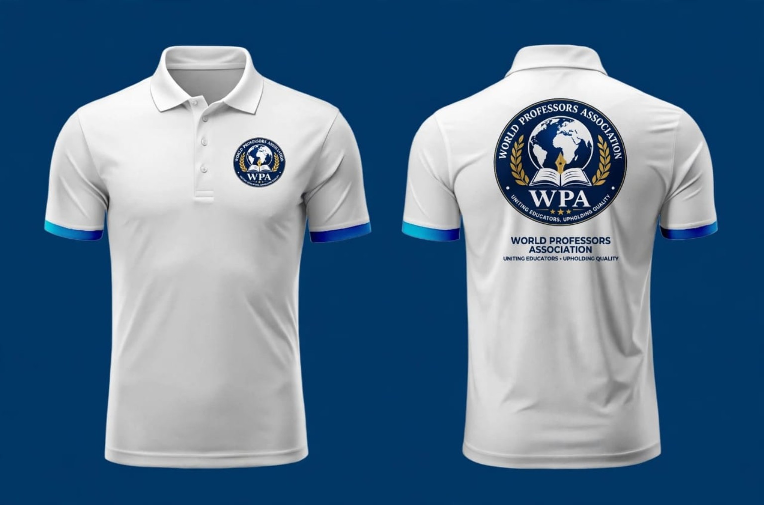 WPA white polo shirt front and back